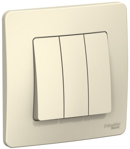Выключатель с рамкой Systeme Electric Blanca 3-кл. молочный картинка